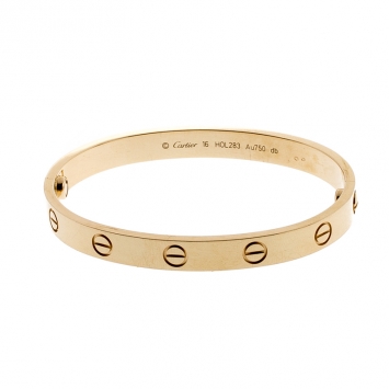 Pre Owned Cartier Love 18k Yellow Gold Bracelet 16