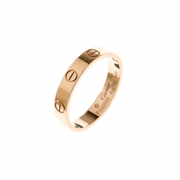 Pre Owned Cartier Love 18k Rose Gold Mini Band Ring Size 55