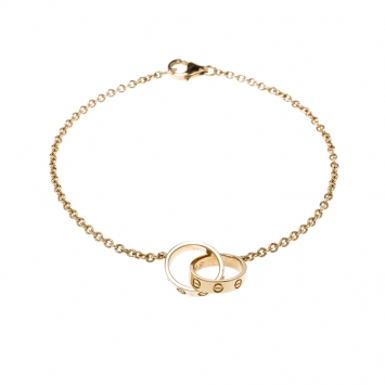 Pre Owned Cartier Love 2 Hoops 18k Yellow Gold Bracelet 