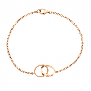 Pre Owned Cartier Love 2 Hoops 18k Rose Gold Bracelet 
