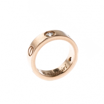 Pre Owned Cartier Love Diamond 18k Rose Gold Band Ring Size 51
