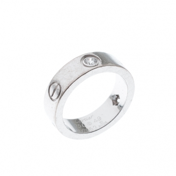 Pre Owned Cartier Love 3 Diamonds 18k White Gold Band Ring Size 49