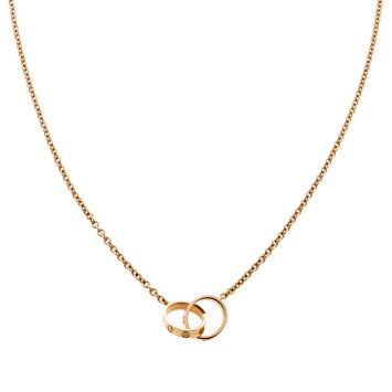 Pre Owned Cartier Love 2 Hoops 18k Rose Gold Necklace