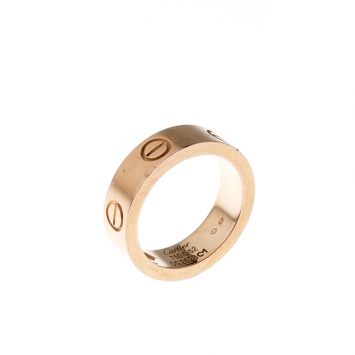 Pre Owned Cartier Love Pink Sapphire 18k Rose Gold Band Ring Size 52
