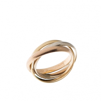 Pre Owned Cartier Vintage Trinity De Cartier Three Tone 18k Gold Band Ring Size 52