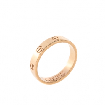 Pre Owned Cartier Love 18k Rose Gold Mini Band Ring Size 58