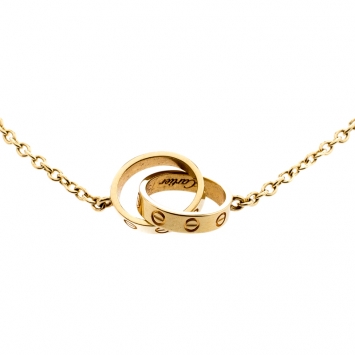 Pre Owned Cartier Love 2 Hoops 18k Yellow Gold Necklace