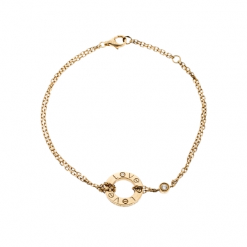 Pre Owned Cartier Love Diamond 18k Yellow Gold Chain Bracelet