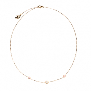 Pre Owned Cartier Diamants Legers De Cartier Pink Sapphire Diamond 18k Rose Gold Station Necklace