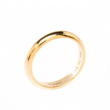 Pre Owned Cartier 1895 Wedding 18k Yellow Gold Band Ring Size 53