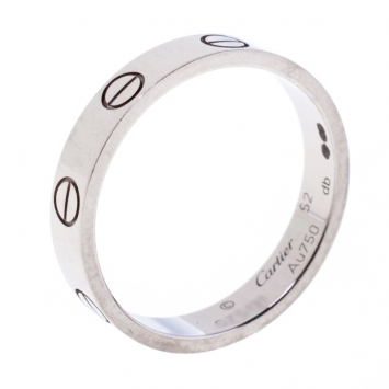 Pre Owned Cartier Love 18k White Gold Mini Band Ring Size 52