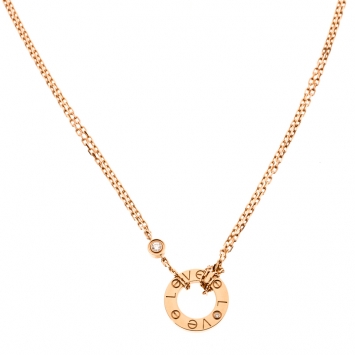 Pre Owned Cartier Love Diamond 18k Rose Gold Necklace