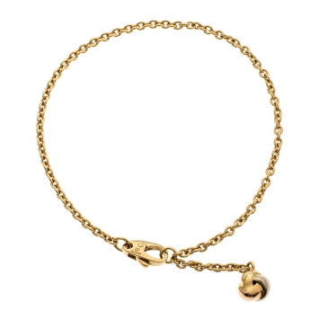 Pre Owned Cartier Love Knot Three Tone 18k Gold Dangling Charm Bracelet 