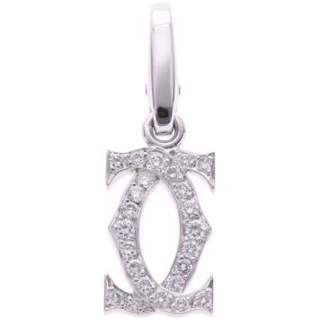 Pre Owned Cartier 2C Charm 18K White Gold And Diamond Pendant 