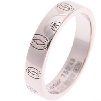 Pre Owned Cartier 18K White Gold Happy Birthday Band Ring Size 49