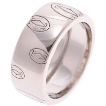 Pre Owned Cartier 18K White Gold Happy Birthday Band Ring Size 51