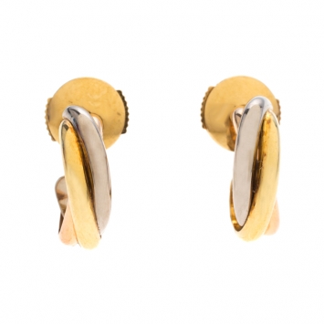 Pre Owned Cartier Trinity de Cartier Three Tone 18k Gold Huggie Earrings
