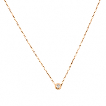 Pre Owned Cartier Diamants Légers Diamond 18k Rose Gold Pendant Necklace XS