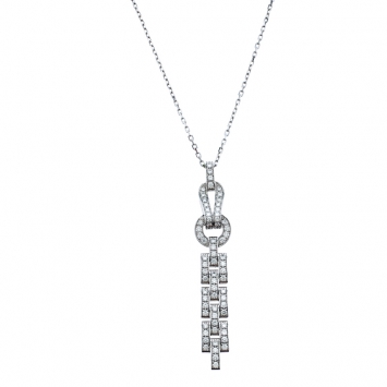 Pre Owned Cartier Agrafe Diamond 18k White Gold Pendant Necklace