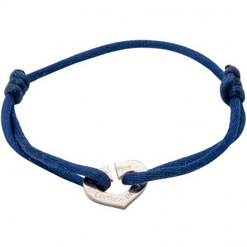 Pre Owned Cartier White Gold C De Cartier Heart On Adjustable Blue Cord