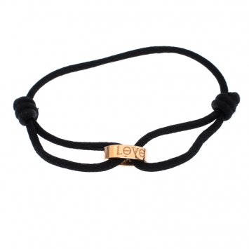 Pre Owned Cartier Love 18k Rose Gold Black Cord Adjustable Bracelet 