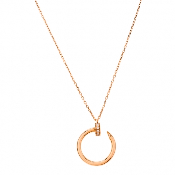 Pre Owned Cartier Juste Un Clou Diamond 18k Rose Gold Pendant Necklace