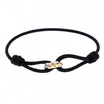 Pre Owned Cartier Trinity De Cartier Three Tone 18k Gold Black Adjustable Cord Bracelet