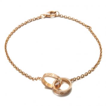 Pre Owned Cartier Love Rose Gold 2 Hoops Bracelet Size 18
