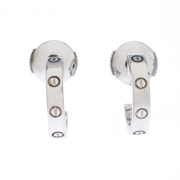 Pre Owned Cartier Love 18k White Gold Huggie Earrings