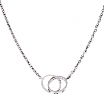 Pre Owned Cartier Love 2 Hoops 18K White Gold Chain Necklace