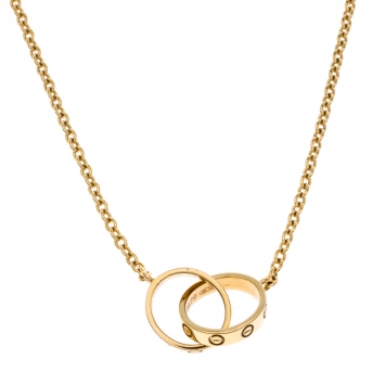 Pre Owned Cartier Love 2 Hoops 18k Yellow Gold Necklace