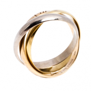 Pre Owned Cartier Trinity De Cartier Three Tone 18K Gold Band Ring Size 48