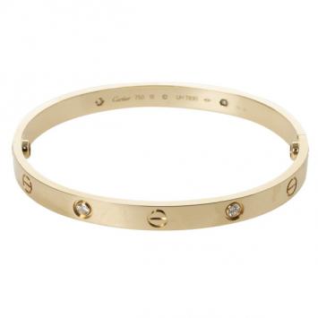 Pre Owned Cartier 4 Diamonds Yellow Gold Love Bracelet 19 CM