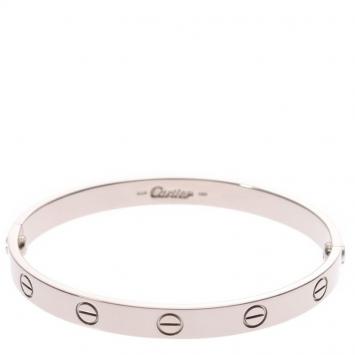 Pre Owned Cartier Love 18K White Gold Bracelet Size 17
