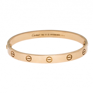 Pre Owned Cartier Love Yellow Gold Bracelet Size 17