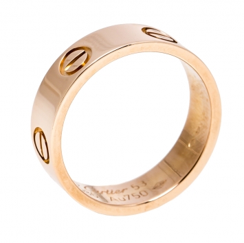 Pre Owned Cartier Love 18K Rose Gold Band Ring Size 53