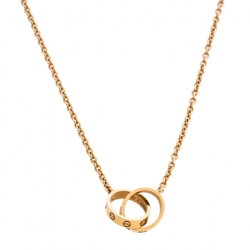 Pre Owned Cartier Love 2 Hoops 18K Rose Gold Necklace 