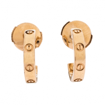Pre Owned Cartier Love 18K Rose Gold Huggie Hoop Earrings