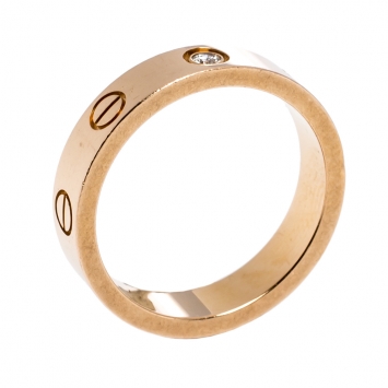 Pre Owned Cartier Love 1 Diamond 18K Rose Gold Wedding Band Ring Size 49