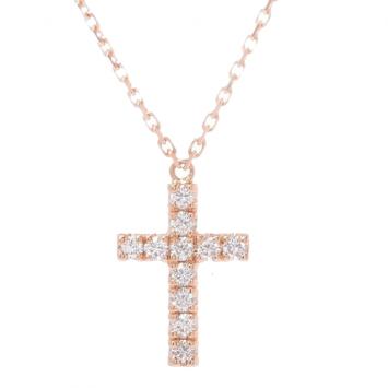 Pre Owned Cartier Symbols Cross 18K Rose Gold And Diamonds Pendant Necklace