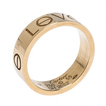 Pre Owned Cartier Love 18K Yellow Gold Band Ring Size 55