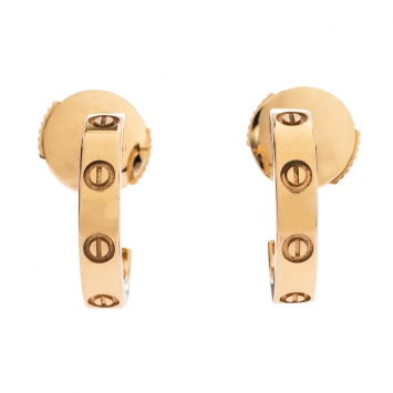 Pre Owned Cartier Love 18K Rose Gold Small Open Hoop Earrings