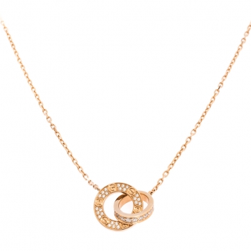 Pre Owned Cartier Love Diamond 18K Rose Gold Necklace