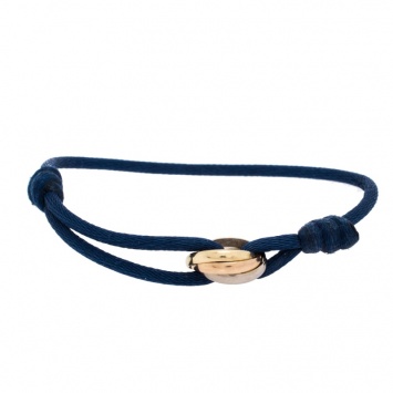 Pre Owned Cartier Trinity De Cartier Three Tone 18k Gold Blue Adjustable Cord Bracelet