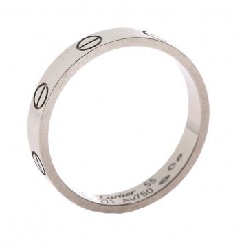 Pre Owned Cartier Love 18K White Gold Narrow Wedding Band Ring Size 55