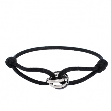 Pre Owned Cartier Trinity De Cartier Black Ceramic 18K White Gold Adjustable Cord Bracelet
