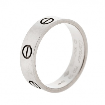 Pre Owned Cartier Love 18K White Gold Band Ring Size 59