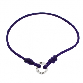 Pre Owned Cartier Love Diamond 18K White Gold Purple Adjustable Cord Bracelet