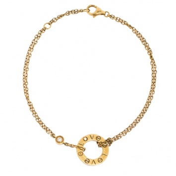 Pre Owned Cartier Love Diamond 18K Yellow Gold Chain Bracelet