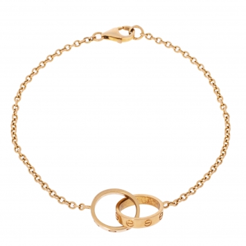 Pre Owned Cartier Love Interlocking 2 Hoops 18K Yellow Gold Bracelet